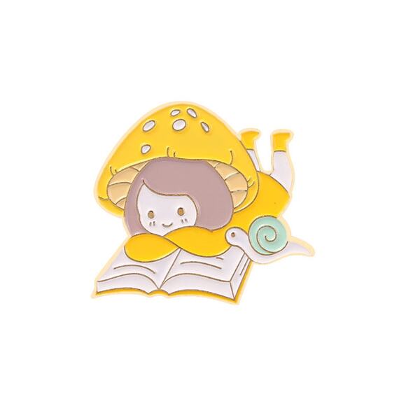 Yellow Mushroom Cute Girls Enamel Pins 64 - Picture 1 of 2